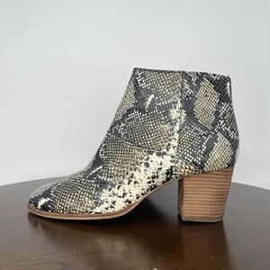 Madewell The Rosie Boots Women's 9.5 Black Beige‎ Leather Snake Embossed Booties